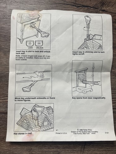 Vintage 1988 Fisher Price Precious Places Townhouse 1 Instructions - R404-B - Picture 2 of 3