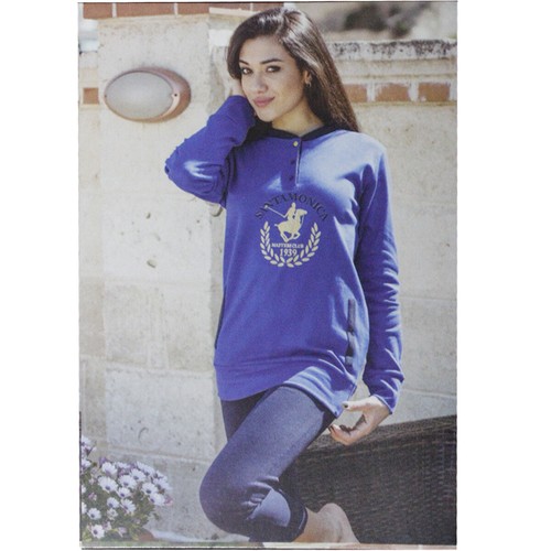 Pigiama Tuta Donna POLO CLUB Manica Lunga Caldo Cotone Maglia Leggins | eBay