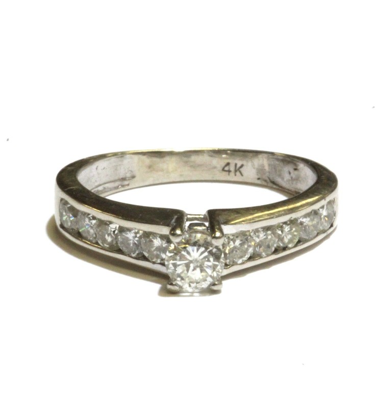 14k white gold 1.08ct round diamond engagement ring 3.4g ladies size 8 natural