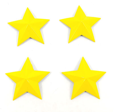 MSA Yellow Wheel Center Hub Cap 1-3/4''OD 1/4''H Bolt-On Closed-End STAR-YELLOW