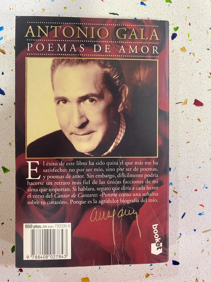 POEMAS DE AMOR LIBRO ANTONIO GALA - ESPAÑOL 350 PAGINAS - Imagen 3 de 3