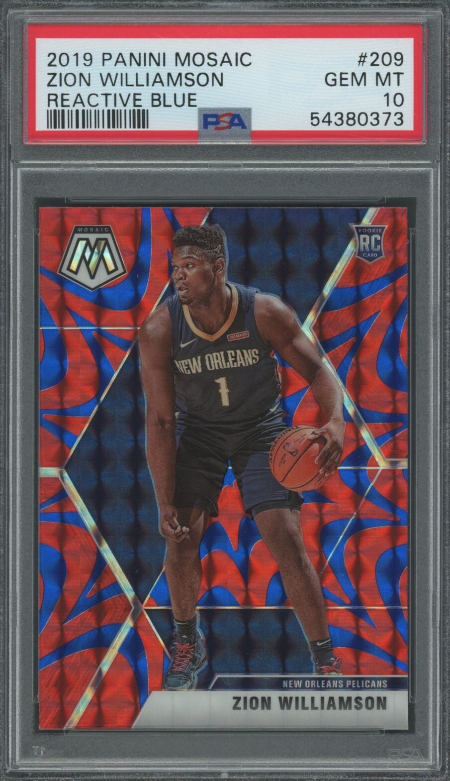 Zion Williamson 2019 Panini NBA Mosaic "Reactive Blue" Rookie #209 - PSA 10