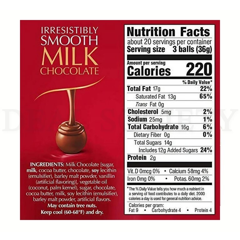 LINDOR Truffles Milk Chocolate Premium Single Serve 60ct Box Weight 25.4 oz Més que Fisio