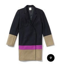 Vintage Gap Navy Long Colour Block Winter Jacket Coat Size Xs