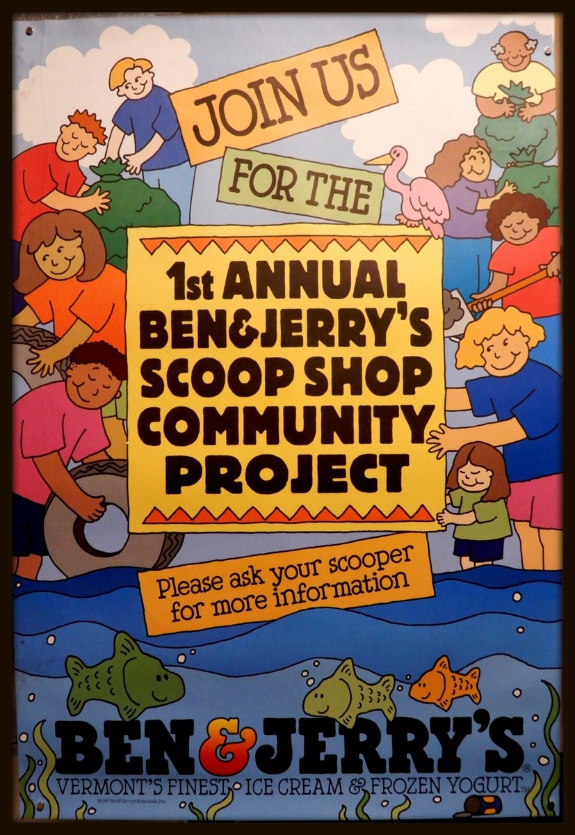 VINTAGE POSTER: Ben & Jerry's Ice Cream 1ST ANNUAL SCOOP SHOP