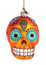 Day of The Dead Sugar Skull-Orange-Glass Christmas Ornament by Kurt Adler NB1799