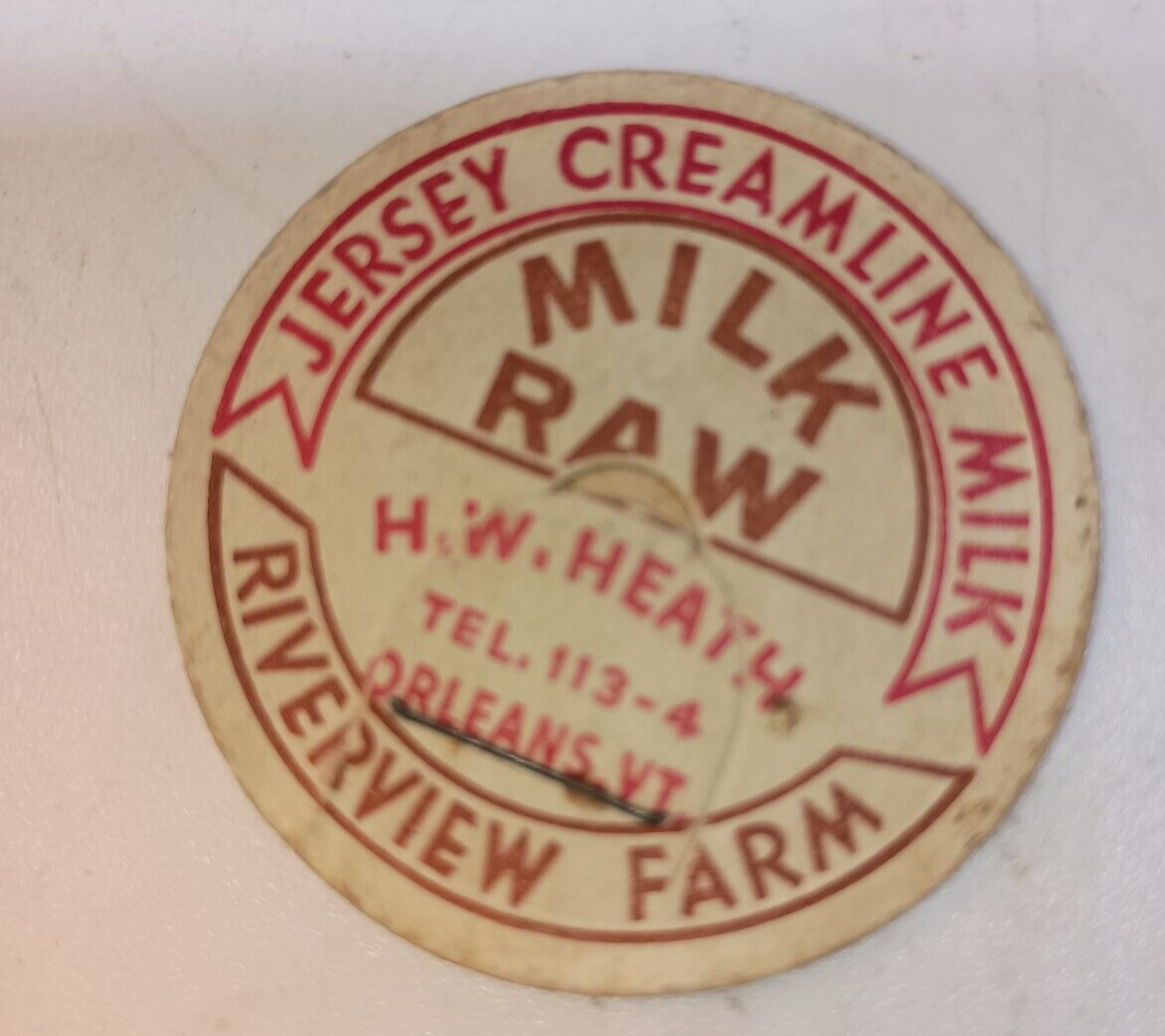 H. W. Heath Orlean VT Riverview Farm Dairy Jersey Creamline Milk Cap eBay