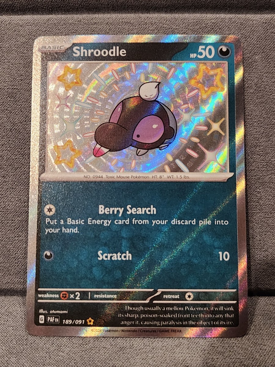 baby shiny pokemon cards Pokémon TCG Baby Shiny Shroodle 189/091 Sv: Paldean Fates Holo Rare