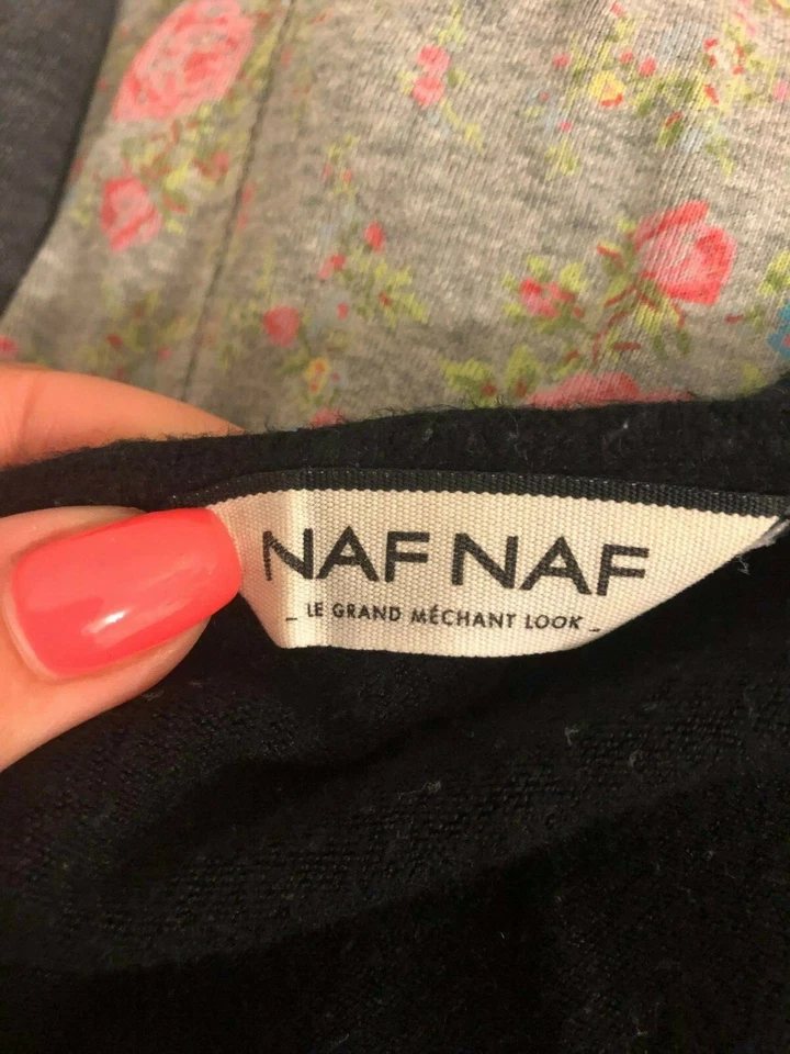 Cárdigan para mujer Naf Naf frente abierto con volantes negro mezcla de viscosa talla L grande  Foto 4 de 4