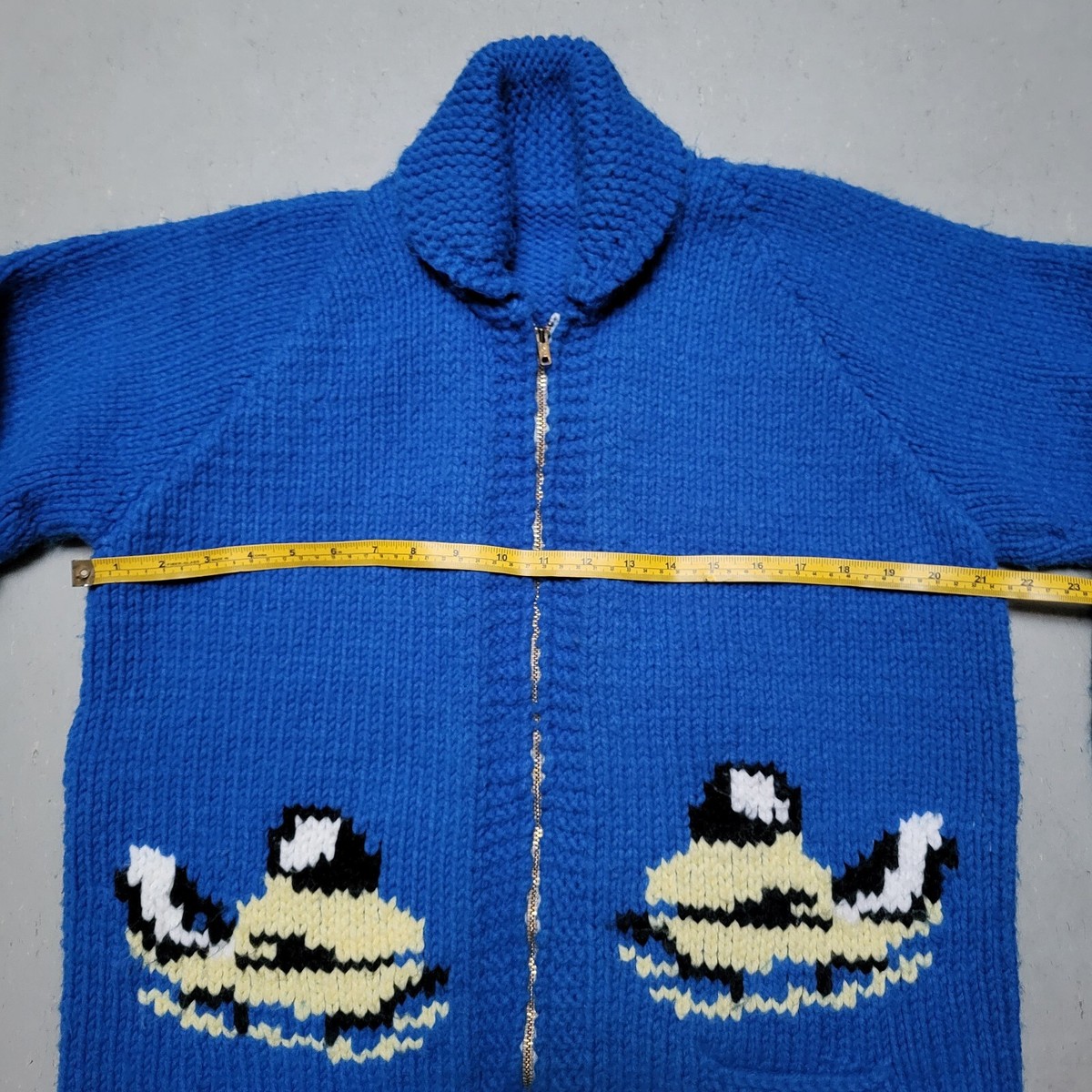 Vtg 60s Ski Cowichan Sweater Cardigan Ski Mobil Wool Shawl Collar
