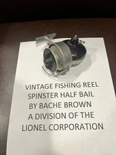 Vintage Heavy Duty Half Bail Spinning Reel by Lionell Bache Brown