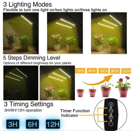 3/4 head USB Timer LED Plant Grow Light yellow sunlight Full Spectrum Phyto lamp - Picture 4 of 16