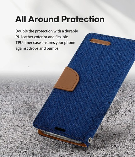 Denim Wallet Case Fit iPhone 16 Pro Max Plus 15 14 13 12 11 X XR Flip Plus Card - Picture 45 of 66