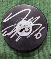 TRAVIS SANHEIM SIGNED AUTOGRAPHED PHILADELPHIA FLYERS LOGO PUCK