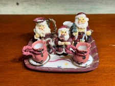Vintage Miniature Santa 10 Piece Tea Set with Tray Christmas