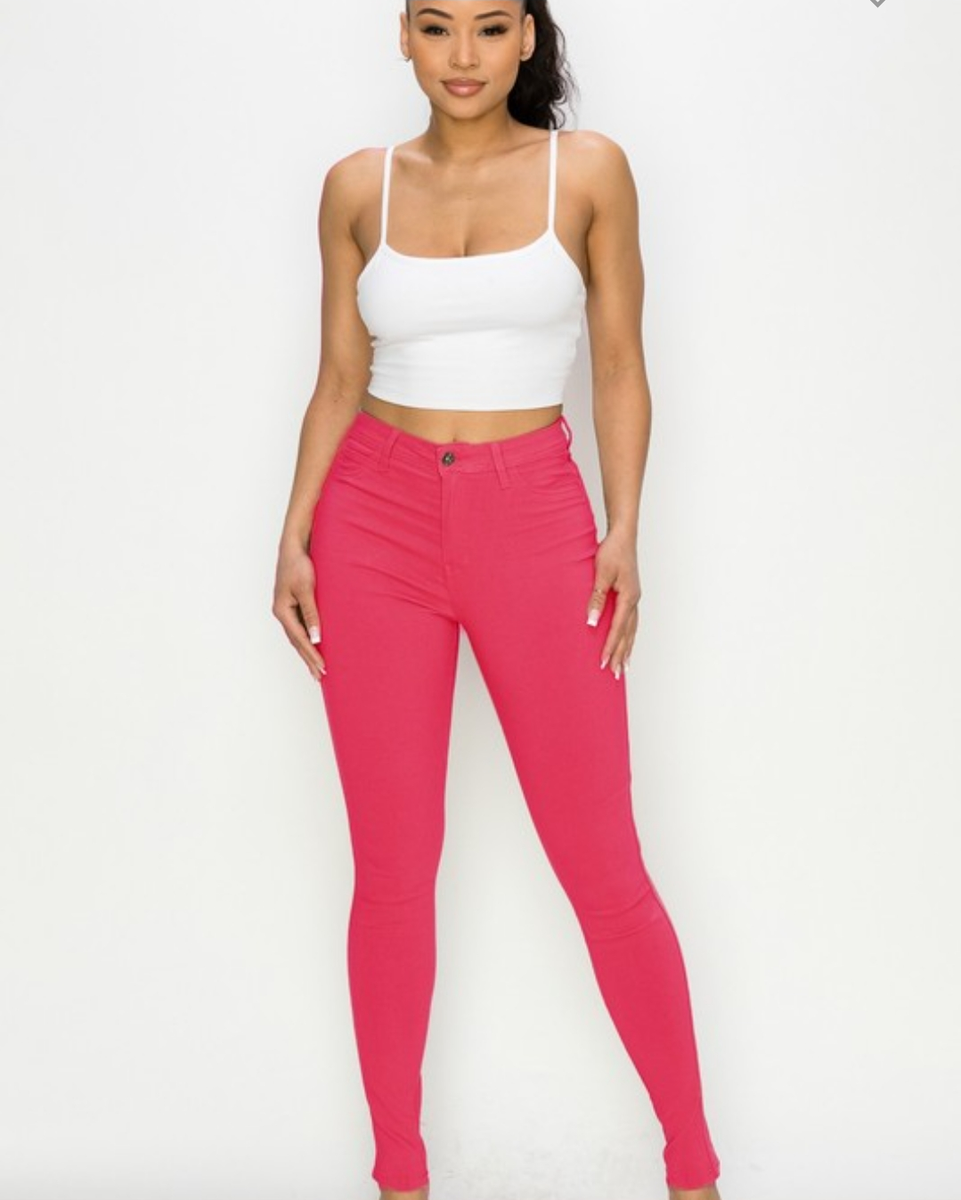 Stretch Jeans Hot Pink Skinny Jeans Womens HIGH WAISTED HOT PINK