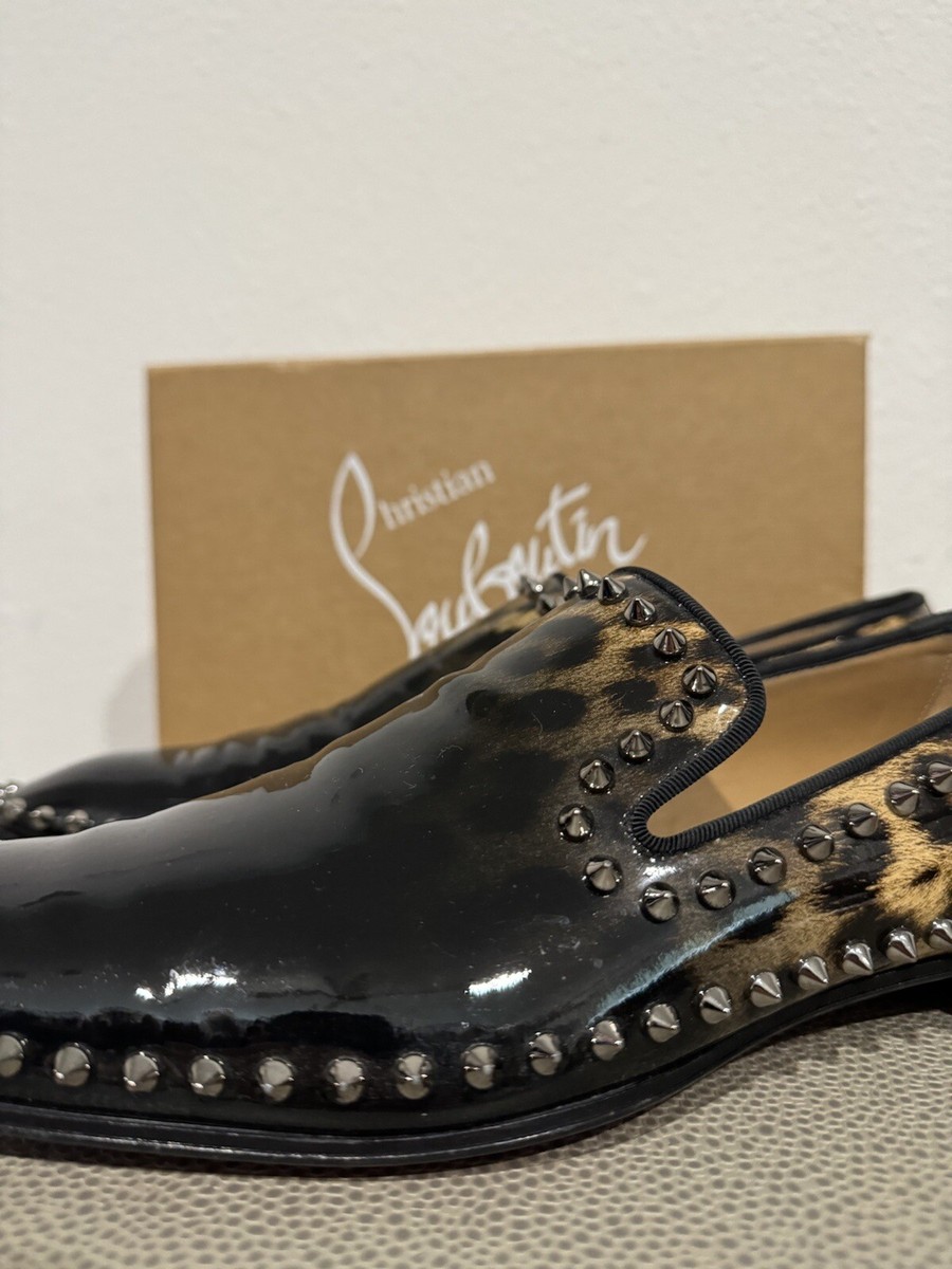 Christian Louboutin Men\'s Velvet Loafers with Gold Leopard Design CHRISTIAN LOUBOUTIN Dandelion Patent Degrade Leopard Loafers  main image 3