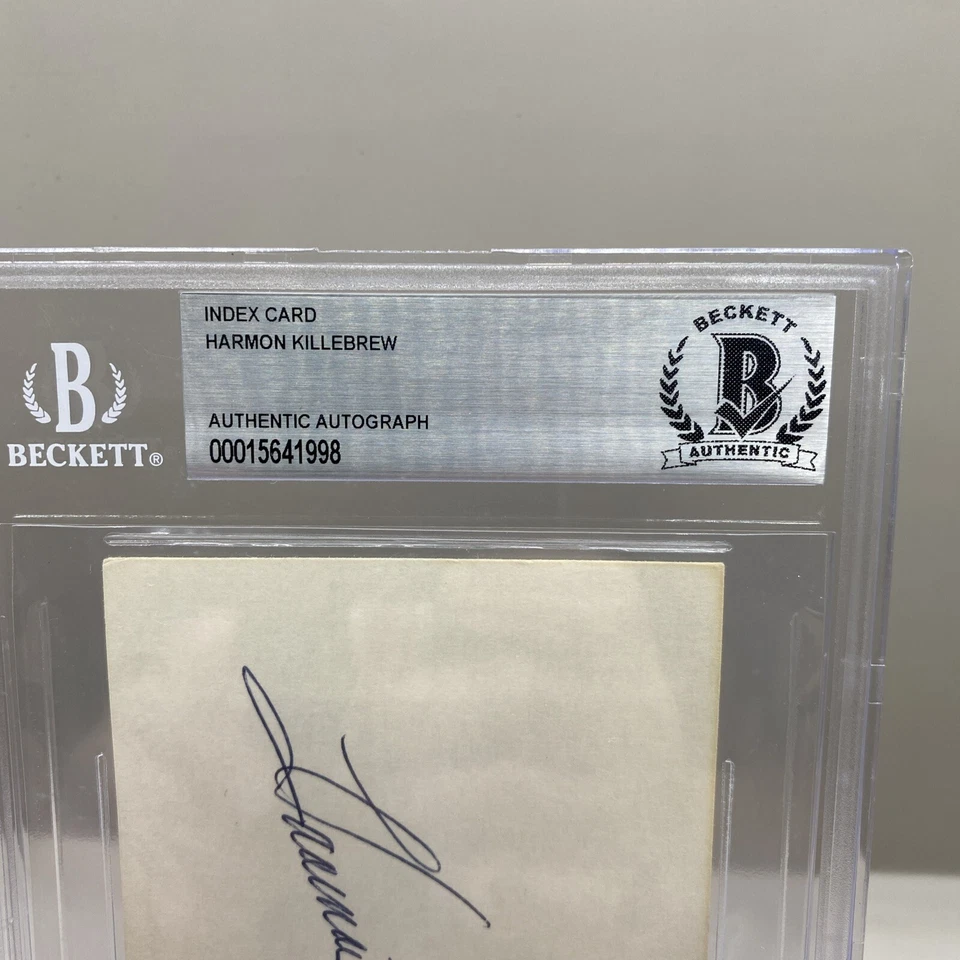 Twins Harmon Killebrew Authentic Signed 3x5 Index Card Autographed BAS Slabbed - Image 4 of 4