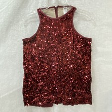 Balera Sequin Top Woman's SA Burgundy Dance Sleeveless Split Wrap Open Back