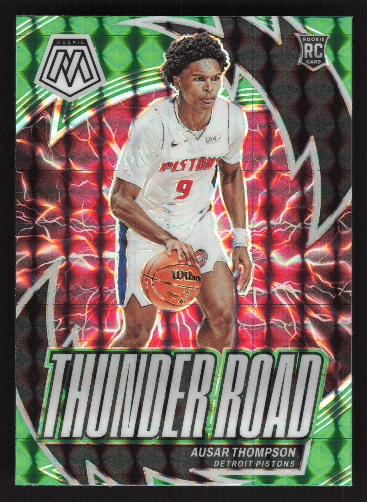 2023-24 Panini Mosaic #16 Ausar Thompson Thunder Road Mosaic Green