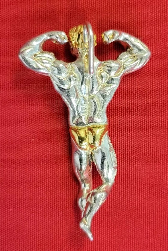 Sterling Silver .925 BODYBUILDER SOLID 2" Pendant… - image 3