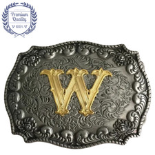 Gold letter W vintage retro cowboy western zinc alloy buckle