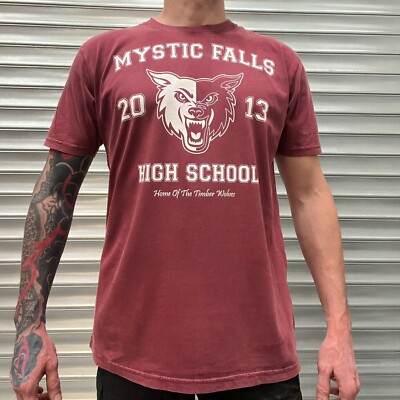 Vampire Diaries Timberwolves Herren Damen Mystic Falls High School T-Shirt Damon
