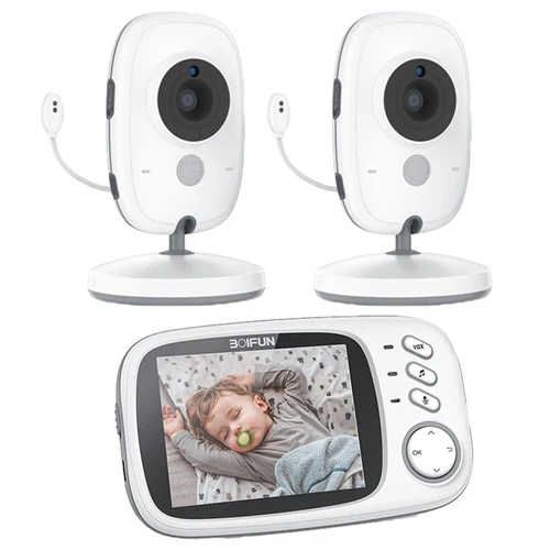 BOIFUN Babyphone mit 2 Kameras, VOX Nachtsicht Babyfon, Temperaturüberwachung