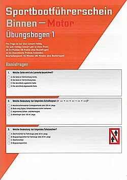 Übungsbogen Sportboot-Führerschein SbF Binnen Motor Fragen&Antworten zur Prüfung - Bild 2 von 3