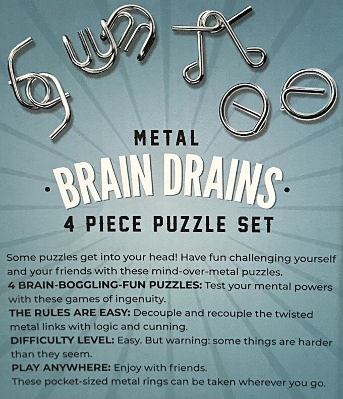 Metal Brain Drains 4 Piece Puzzle Game Set Challenge Teaser - Image 4 of 4