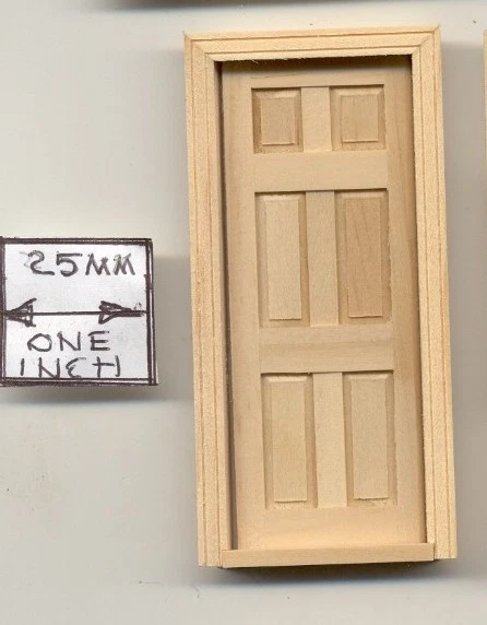 HALF SCALE DOOR 6 PANEL  1:24 Dollhouse wooden #H6007 miniature Houseworks - Image 2 of 2