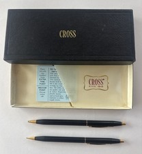Vintage Cross 2501 Classic Black Ball Pen and Pencil Set w/ Box