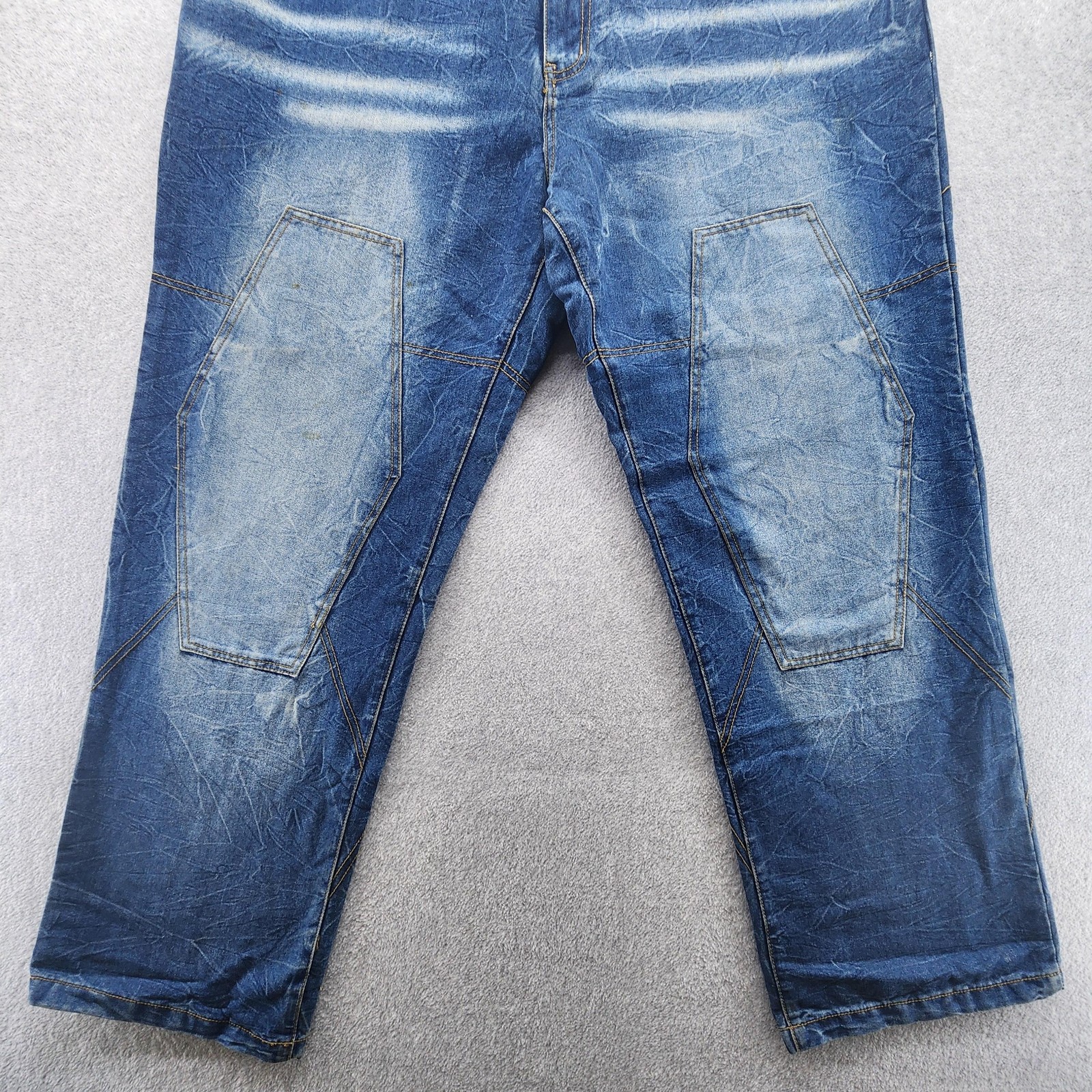 Niche United Jeans Mens 40 Distressed Denim Workwear Patch Straight Leg Pants