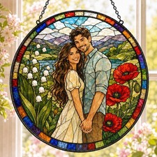 Custom Photo Suncatcher, Personalized Stained Glass Window Hanging