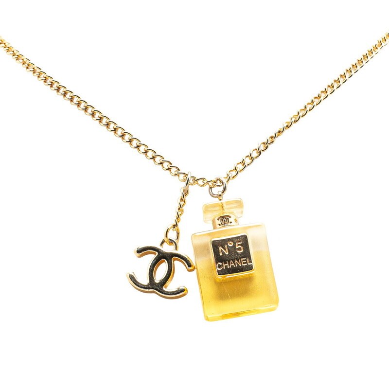 CHANEL Perfume No. 5 Bottle Motif Coco Mark Necklace