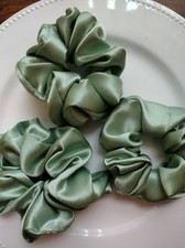 Satin green scrunchies bridesmaid