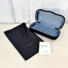 New GUCCI Large 6.75  Velvet Hard Clamshell Sunglass Eyeglass Case w/Cloth Pouch