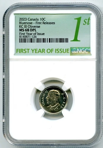 2023 CANADA 10 CENT NGC MS68 KING CHARLES FIRST RELEASES & YEAR OF ISSUE DIME