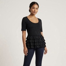 Betsey Johnson - Ruffle Scoop Neck Blouse   Size S