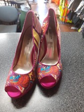 Pink Dune peep toe heels Size 6 39 Disco 70s Funky