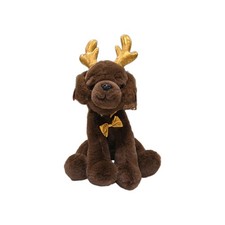 FAO Schwarz Chocolate Lab Dog Gold Antlers Wear Share 1015136 Soft Plush B10