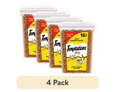  4 pack Temptations Cat Treats Classic Crunchy and Soft Cat Treats, 16 oz. Tub