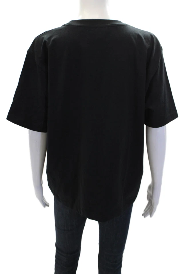 Camisa corbata acanalada cuello redondo manga corta French Connection para mujer azul marino talla grande Foto 3 de 4