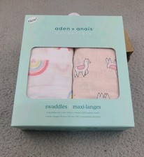 aden anais 2 Pack Cotton Muslin Blanket Swaddles Sweet Dreams 44 X 44 Rainbow