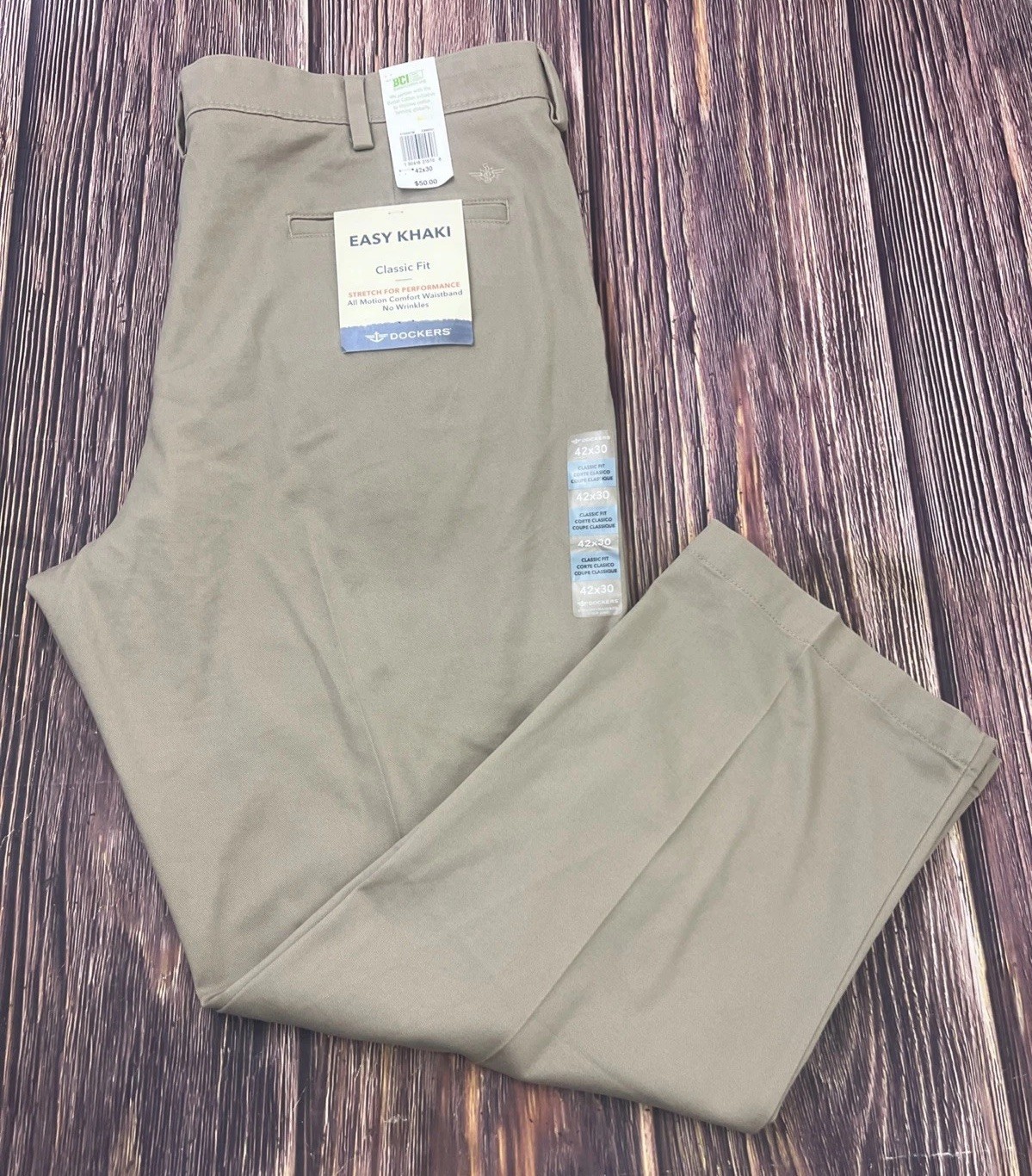 NEW NWT Dockers Beige Classic Fit Pants Mens Size 42x30 (Act