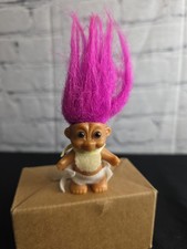 Vintage Russ Troll Doll - Pink Baby With Diaper  Bib 2"