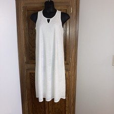 Espresso White Lace Lined  Sleeveless Midi Dress 