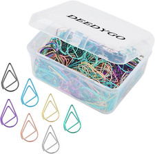 250 Pieces Multicolor Paper Clips Cute Drop-Shaped Stainless Steel Teardrop Pape