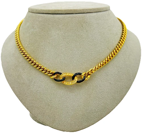 Come nuova collana vintage DIOR cristallo placcato oro girocollo gioielli circa 40 cm. Con sacchetto