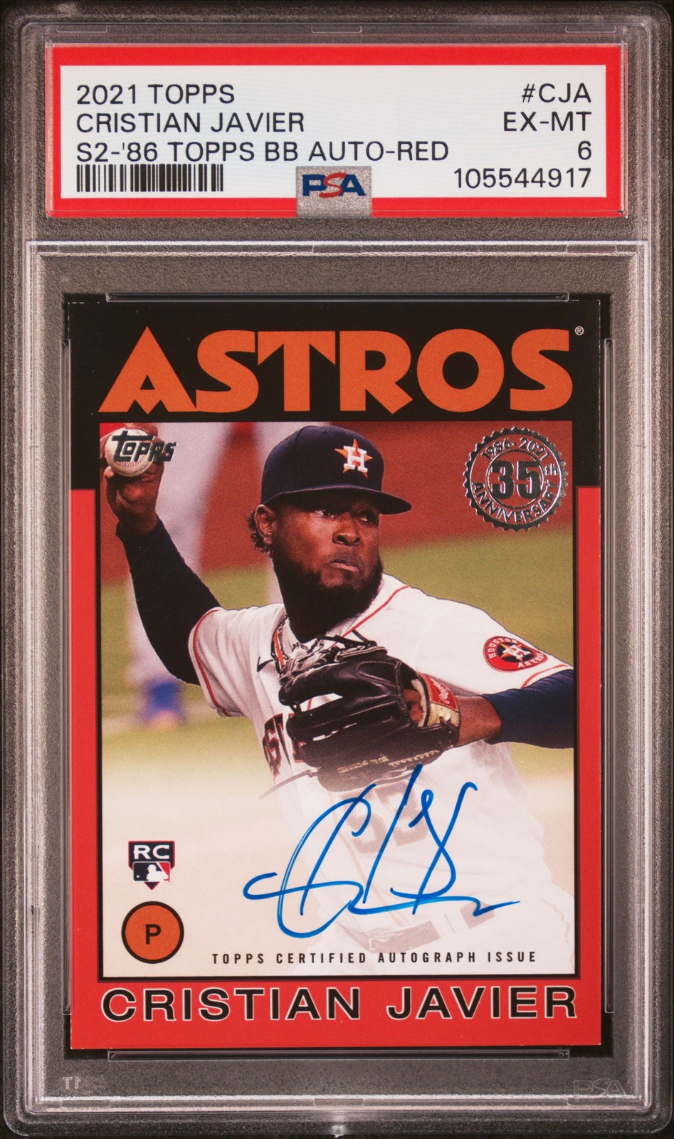 2021 TOPPS 1986 TOPPS BASEBALL AUTO RED #CJA CRISTIAN JAVIER ROOKIE RC PSA 6